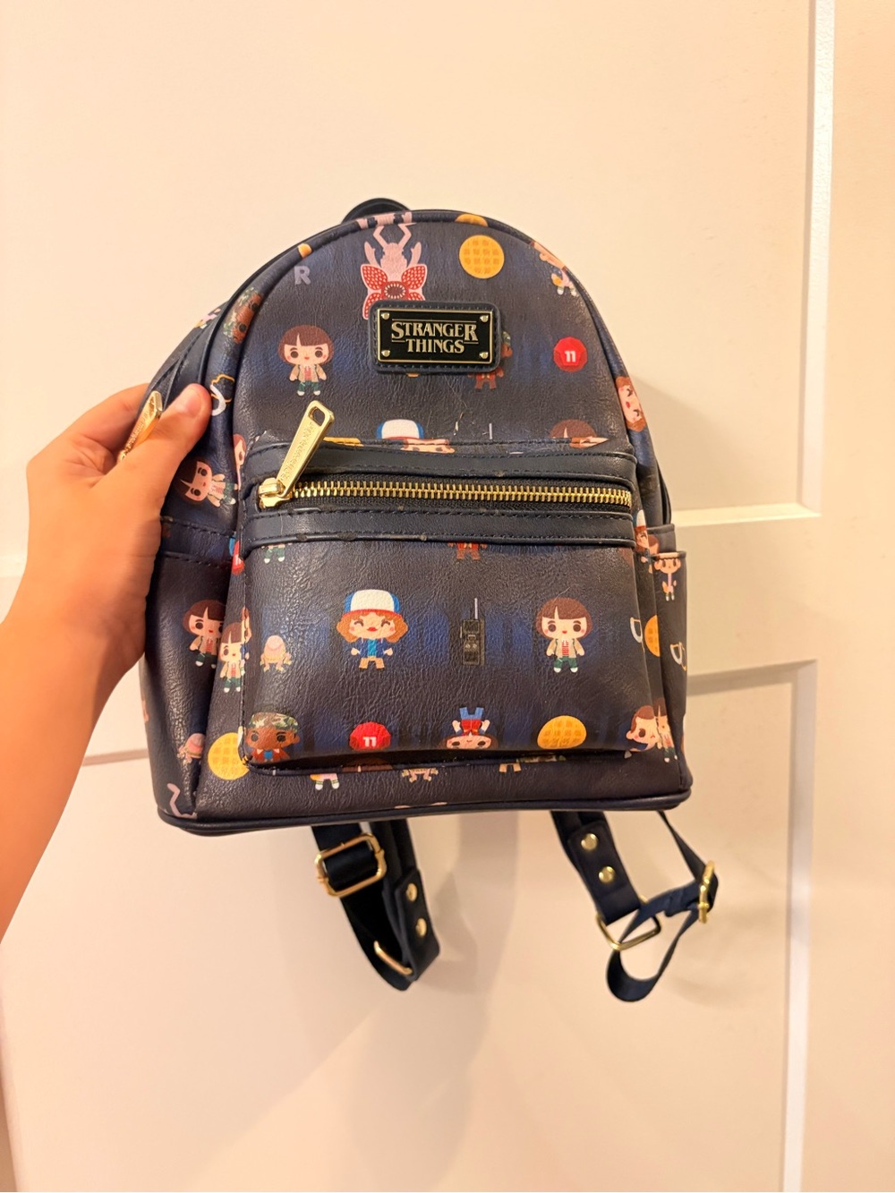 Loungefly Navy Stranger Things Kids Mini Backpack with Character Icons